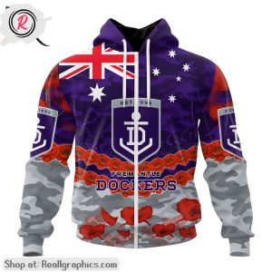 afl fremantle dockers special anzac day design lest we forget aop shirt, hoodie, sweatshirt