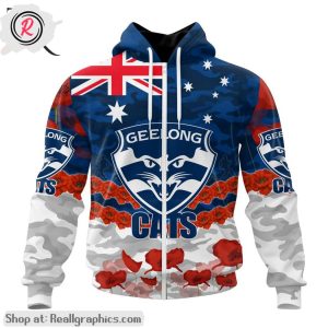 afl geelong cats special anzac day design lest we forget aop shirt, hoodie, sweatshirt