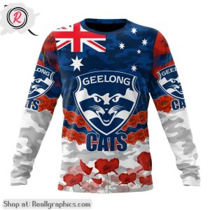 afl geelong cats special anzac day design lest we forget aop shirt, hoodie, sweatshirt