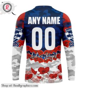 afl geelong cats special anzac day design lest we forget aop shirt, hoodie, sweatshirt