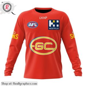 afl gold coast suns personalized 2024 home aop shirt, hoodie, sweatshirt