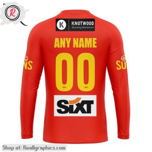 afl gold coast suns personalized 2024 home aop shirt, hoodie, sweatshirt