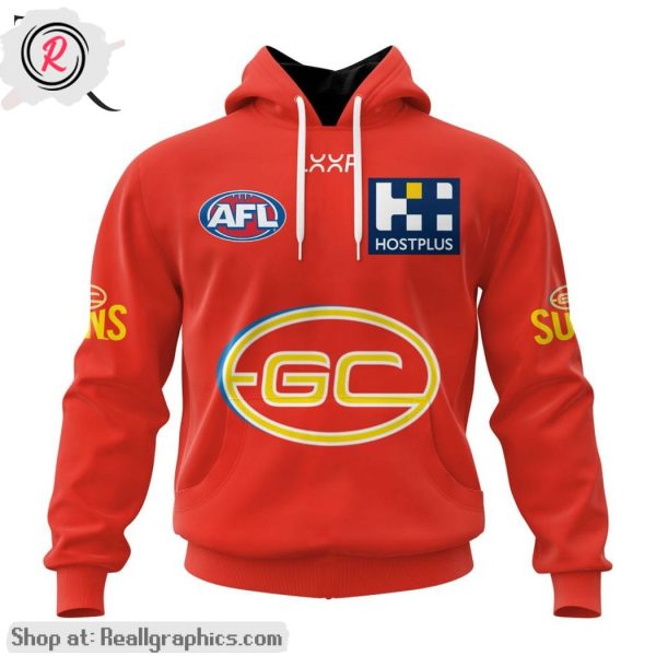 afl gold coast suns personalized 2024 home aop shirt, hoodie, sweatshirt