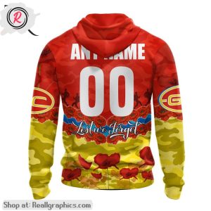 afl gold coast suns special anzac day design lest we forget aop shirt, hoodie, sweatshirt