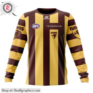 afl hawthorn football club personalized 2024 home aop shirt, hoodie, sweatshirt