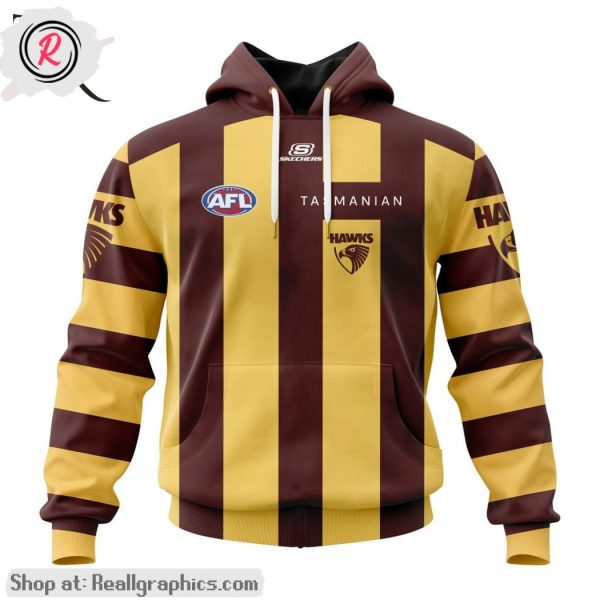 afl hawthorn football club personalized 2024 home aop shirt, hoodie, sweatshirt