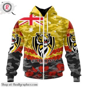 afl richmond tigers special anzac day design lest we forget aop shirt, hoodie, sweatshirt