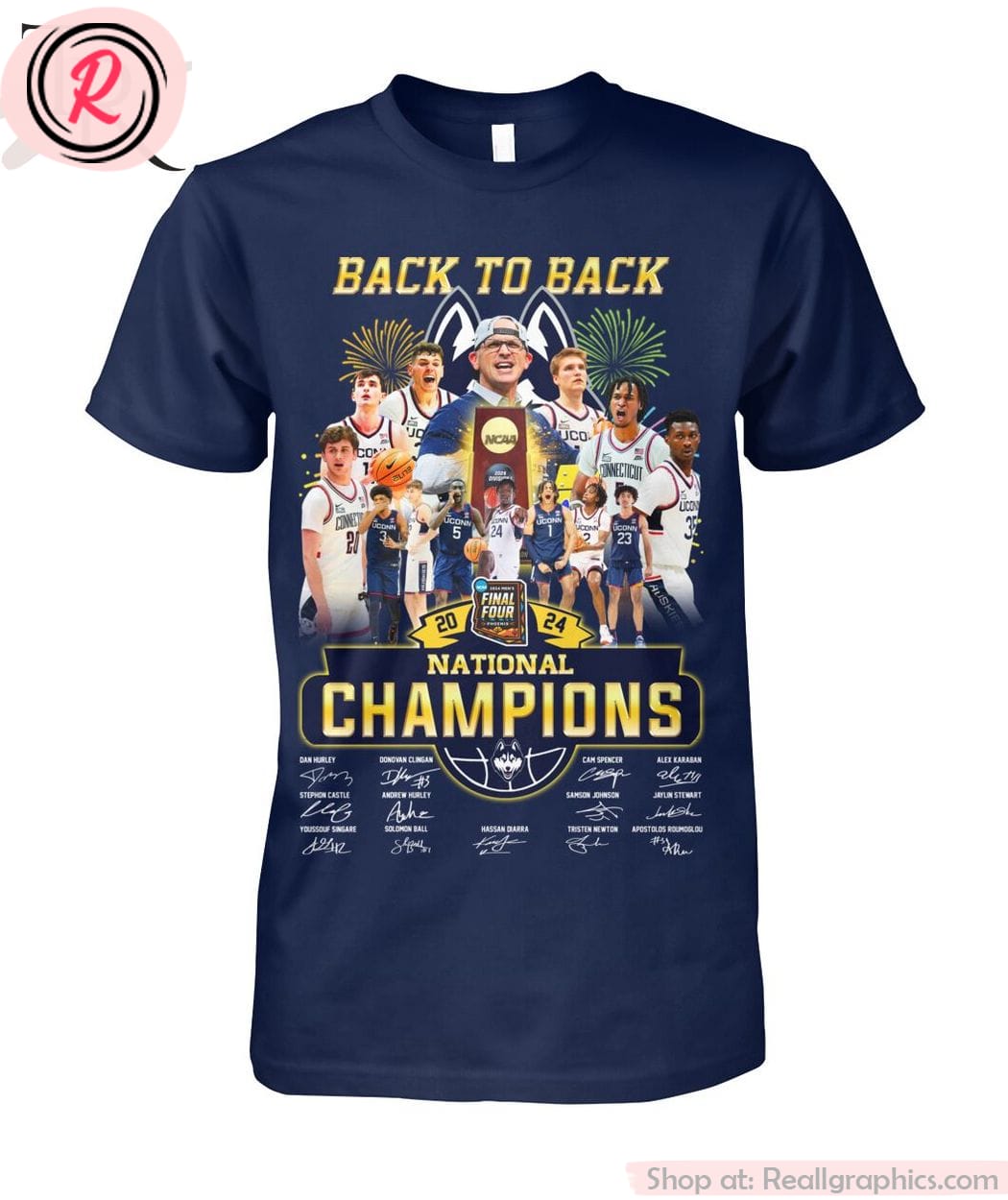 back to back 2024 national champions uconn huskies unisex shirt