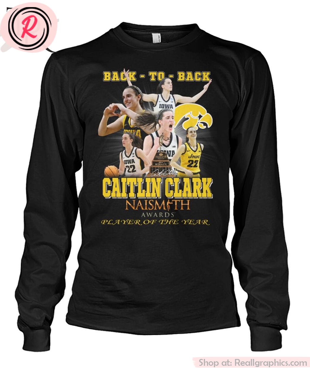 back to back caitlin clark naismith awards player of the year unisex shirt