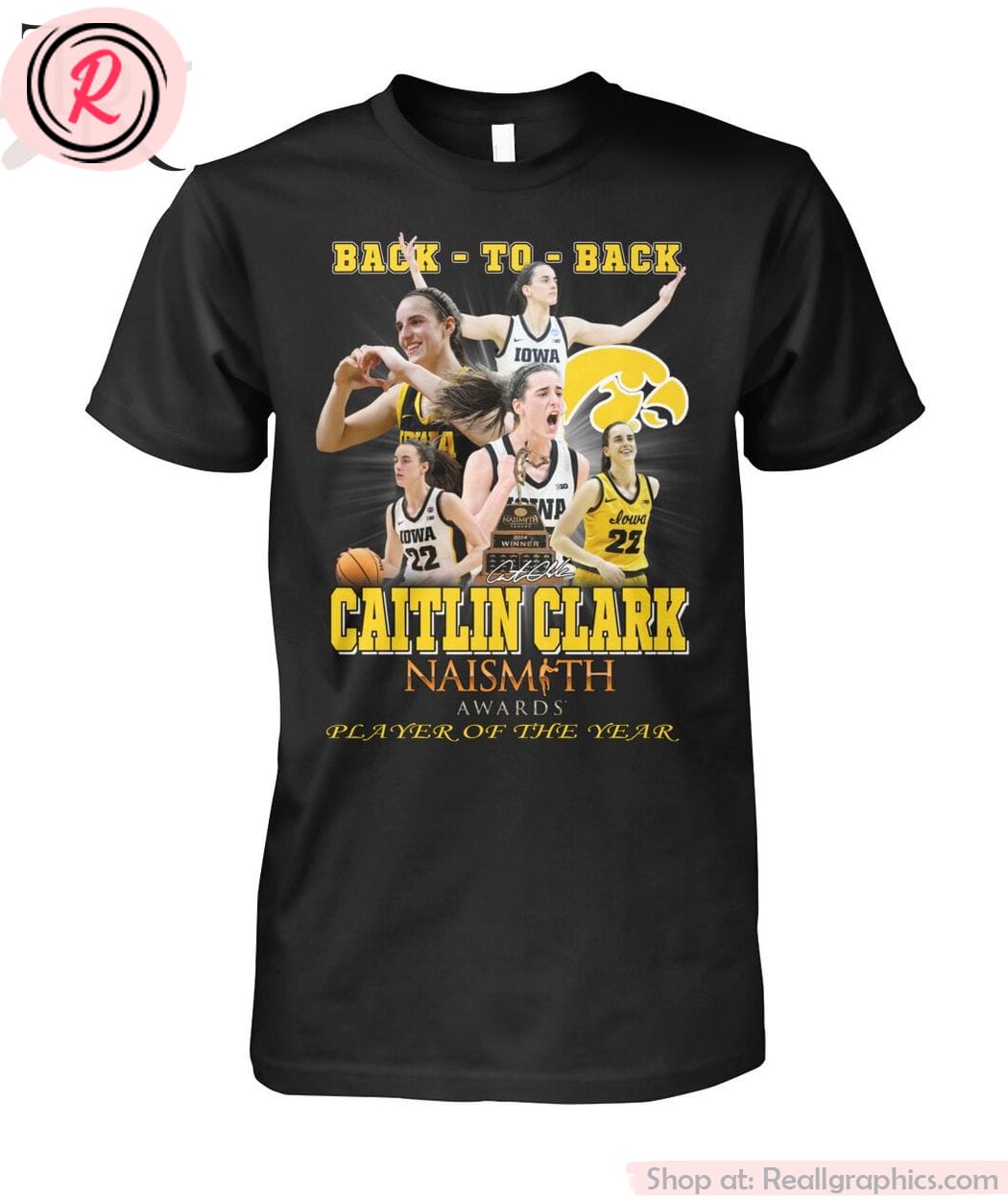 back to back caitlin clark naismith awards player of the year unisex shirt