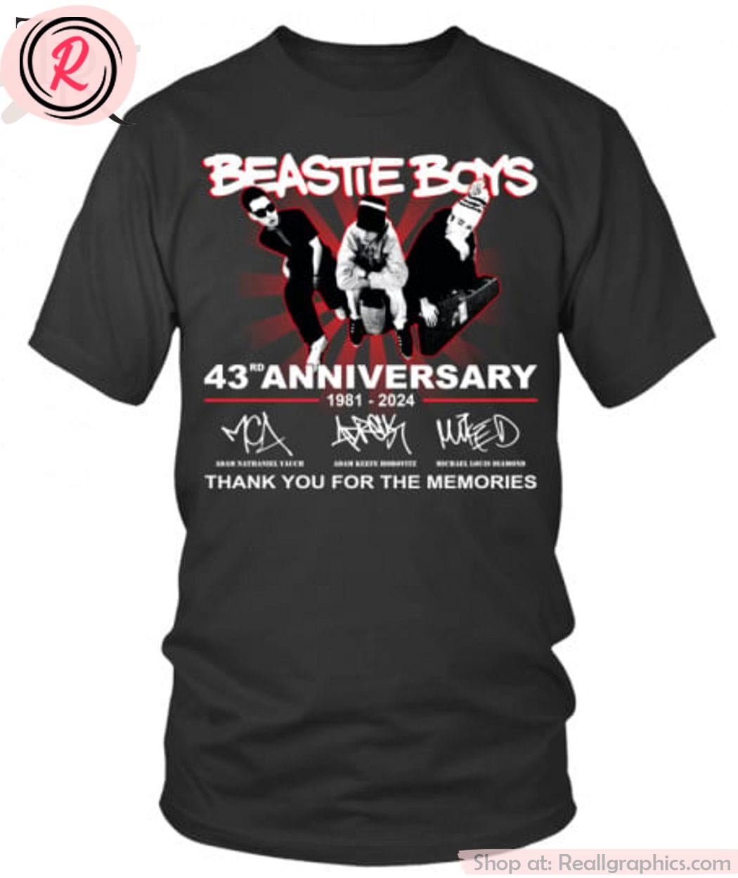 beastie boys 43rd anniversary 1981-2024 thank you for the memories unisex shirt