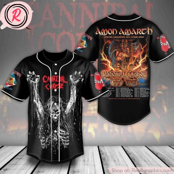 cannibal corpse amon amarth metal crushes all tour 2024 baseball jersey