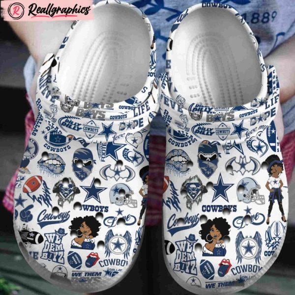 dallas cowboys nfl 3d printed classic crocs shoes and kids, cowboys gifts for fans
