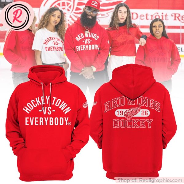 detroit red wings hockey town vs everybody hoodie