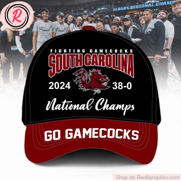 fighting south carolina gamecocks 2024 38-0 national champs go gamecocks classic cap - black