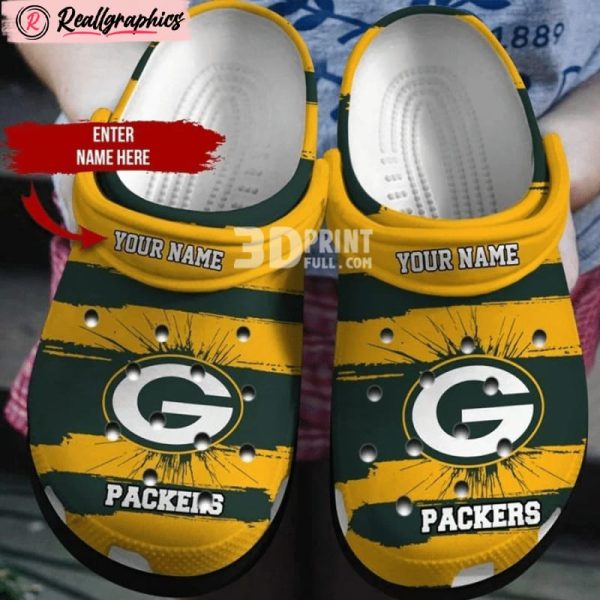 green bay packers customized name nfl crocband clog, green bay packers footwear