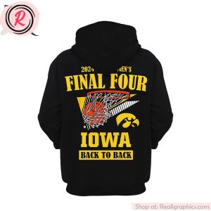 iowa hawkeyes 2024 women's basketball final four back to back 3d hoodie