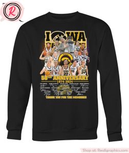 iowa hawkeyes 50th anniversary 1974-2024 thank you for the memories unisex shirt