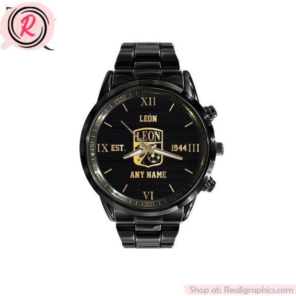 liga mx club leon special black stainless steel watch