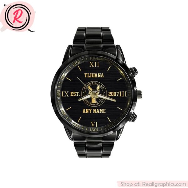 liga mx club tijuana special black stainless steel watch