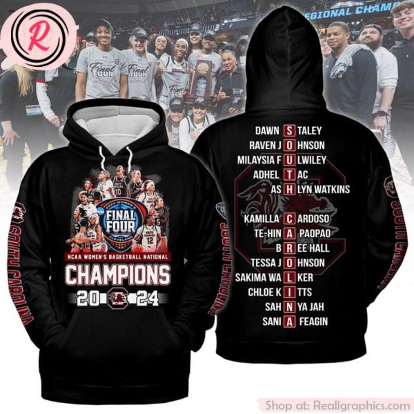 ncaa women's basketball national champions 2024 south carolina gamecocks hoodie - black