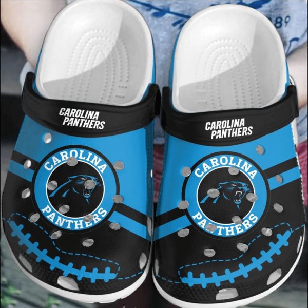 nfl carolina panthers football crocs comfortable clogs shoes crocband for men women, carolina panthers merchandise