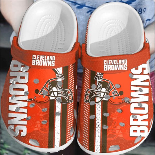 nfl cleveland browns football crocband clogs comfortable crocs shoes for men women, cleveland browns team gifts