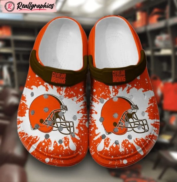 nfl cleveland browns football crocband clogs crocs comfortable shoes for men women, browns gifts for fans