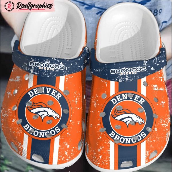 nfl denver broncos football crocband shoes comfortable clogs crocs for men women, denver broncos shoes