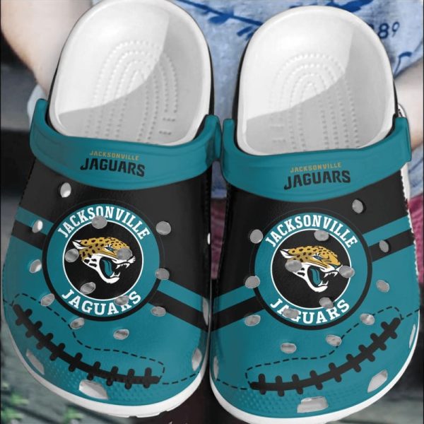 nfl jacksonville jaguars football clogs shoes comfortable crocs crocband for men women, jacksonville jaguars gifts
