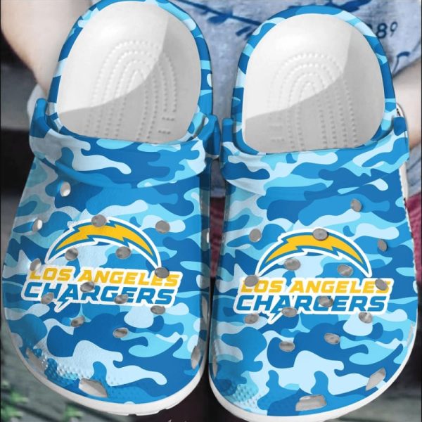 nfl los angeles chargers football comfortable crocband clogs shoes for men women, los angeles chargers footwear