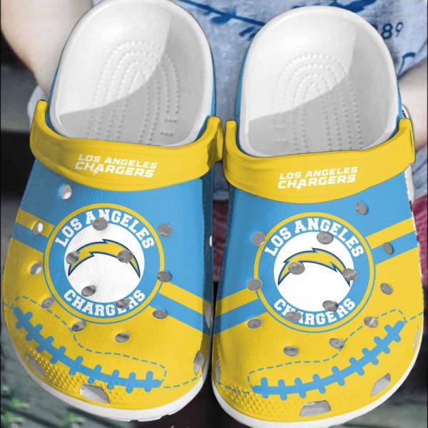 nfl los angeles chargers football shoes clogs comfortable crocband for men women, los angeles chargers unique gifts