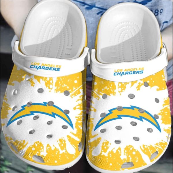 nfl los angeles chargers football shoes clogs crocband comfortable for men women, los angeles chargers merchandise