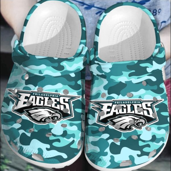 nfl philadelphia eagles football crocband crocs comfortable clogs shoes for men women, philadelphia eagles footwear