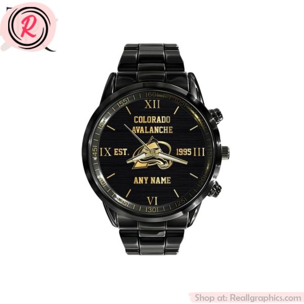 nhl colorado avalanche special black stainless steel watch