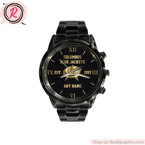 nhl columbus blue jackets special black stainless steel watch