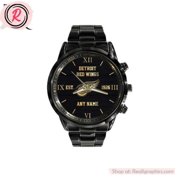 nhl detroit red wings special black stainless steel watch