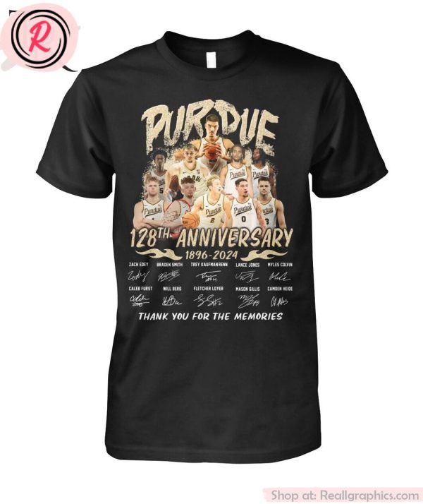 purdue boilermakers 128th anniversary 1896-2024 thank you for the memories unisex shirt