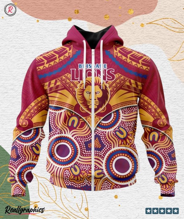 afl brisbane lions special indigenous mix polynesian design hoodie