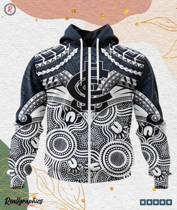 afl carlton football club special indigenous mix polynesian design hoodie