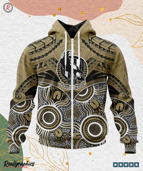 afl collingwood football club special indigenous mix polynesian design hoodie