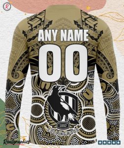 afl collingwood football club special indigenous mix polynesian design hoodie