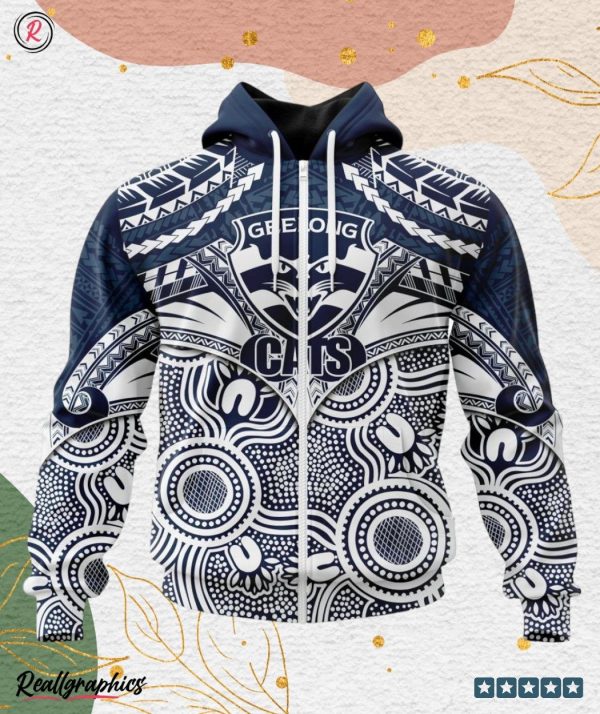 afl geelong cats special indigenous mix polynesian design hoodie