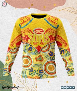 afl gold coast suns special indigenous mix polynesian design hoodie