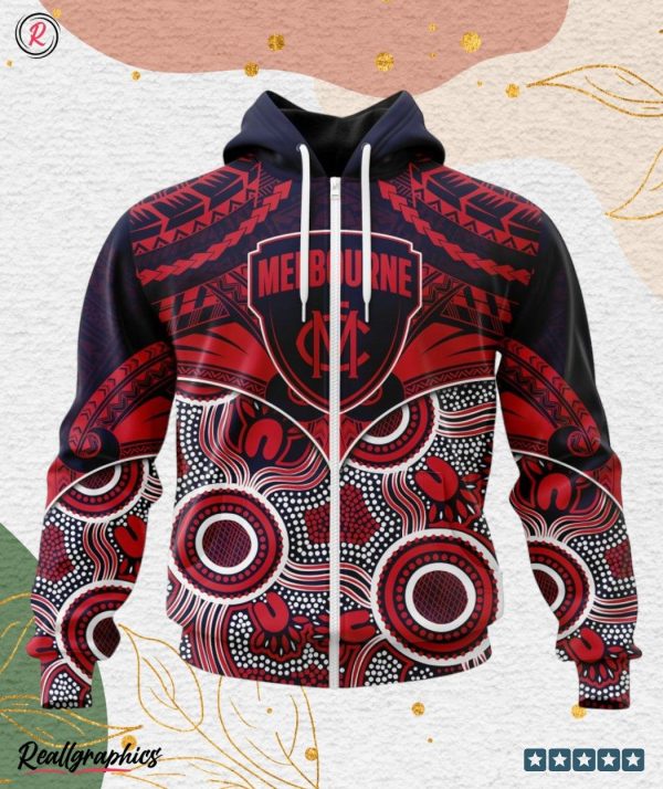 afl melbourne football club special indigenous mix polynesian design hoodie