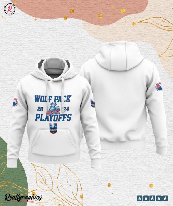 ahl hartford wolf pack 2024 calder cup playoffs 3d hoodie white