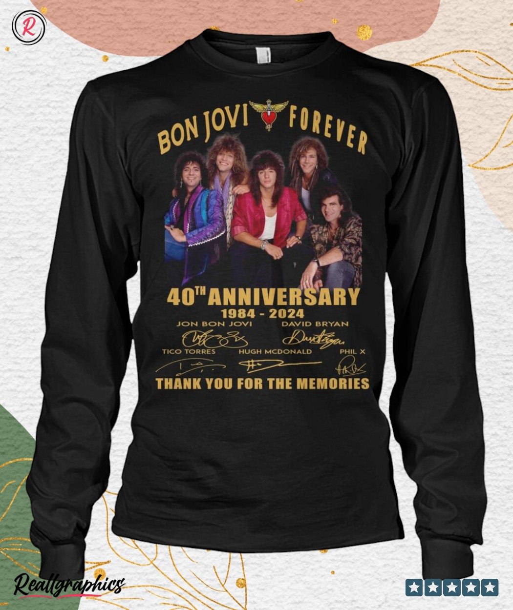 bon jovi forever 40th anniversary 1984 2024 thank you for the memories unisex shirt