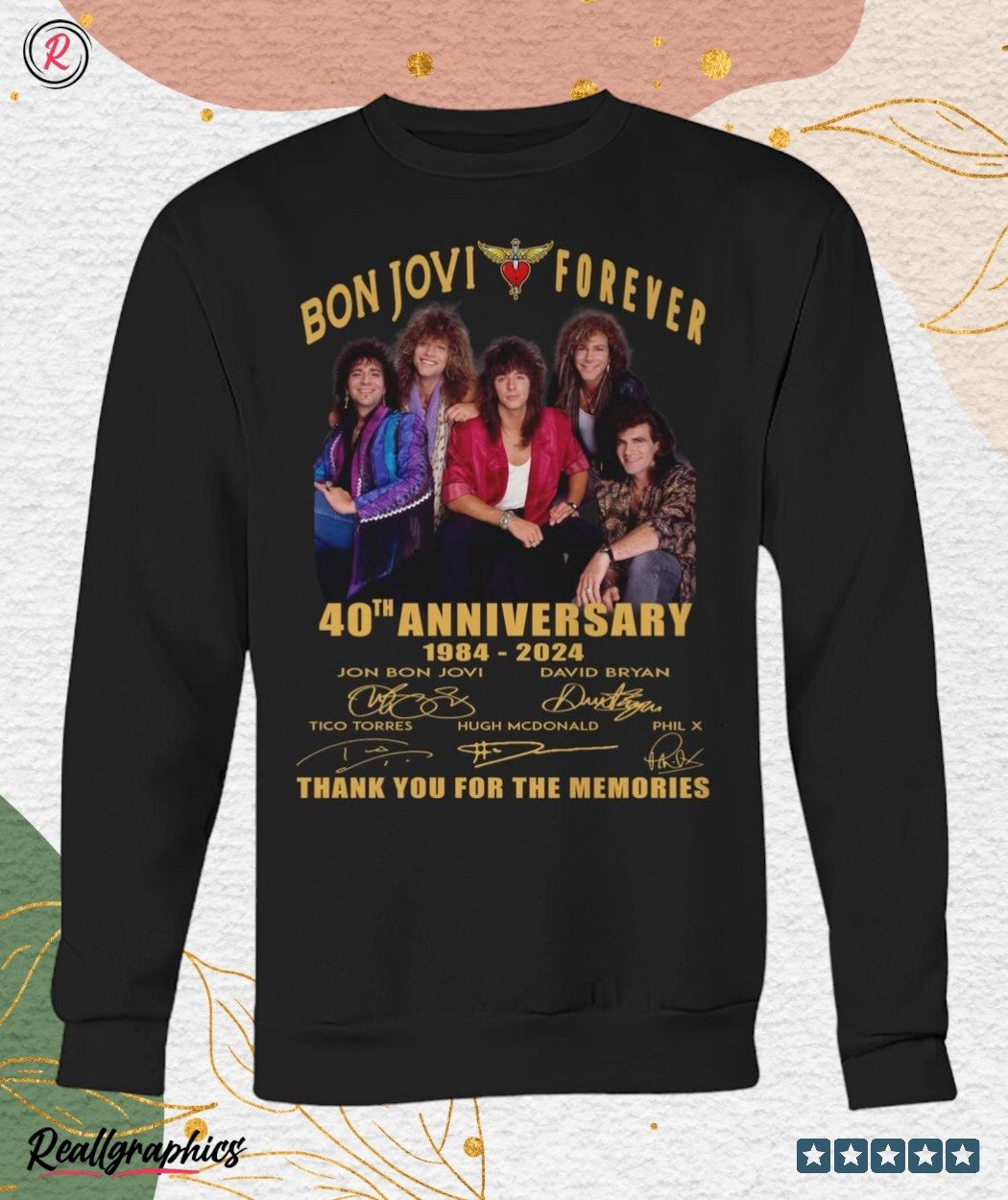 bon jovi forever 40th anniversary 1984 2024 thank you for the memories unisex shirt