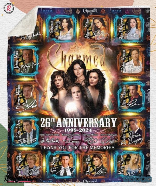 charmed 26th anniversary 1998 2024 thank you for the memories fleece blanket