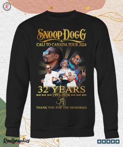 snoop dogg cali to canada tour 2024 32 years 1992 2024 thank you for the memories unisex shirt